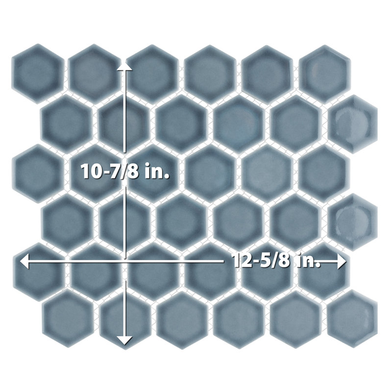 Hudson Due 2" x 2" Hex Porcelain Mosaic Wall & Floor Tile, Storm Gray