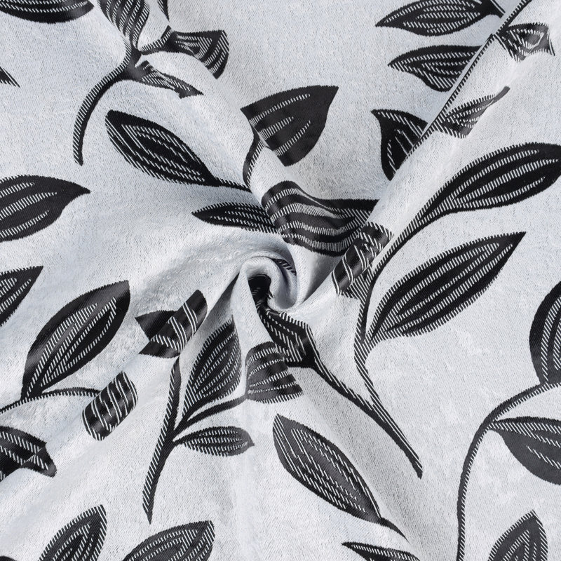 Finklea 100% Polyester Floral Room Darkening Grommet Curtain Panels, 42" W x 96" L, Silver/Silver