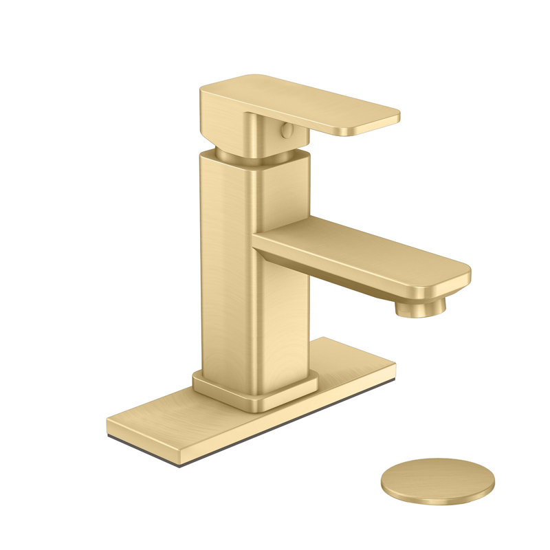 Mounting / Installation Required Single-handle Bathroom Faucet with Drain Assembly, Gold