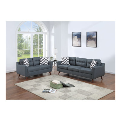 Elegant 2pc Sofa Set Fabric Sofa Loveseat w Pillows Cozy Design Plush Couch Living Room