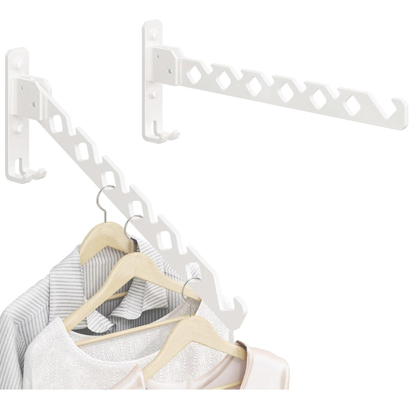 Séchoir mural, séchoir mural pour la salle de lavage, cintre pliable, support mural d'intérieur, parfait pour les petits espaces, 2 paquets, blanc
