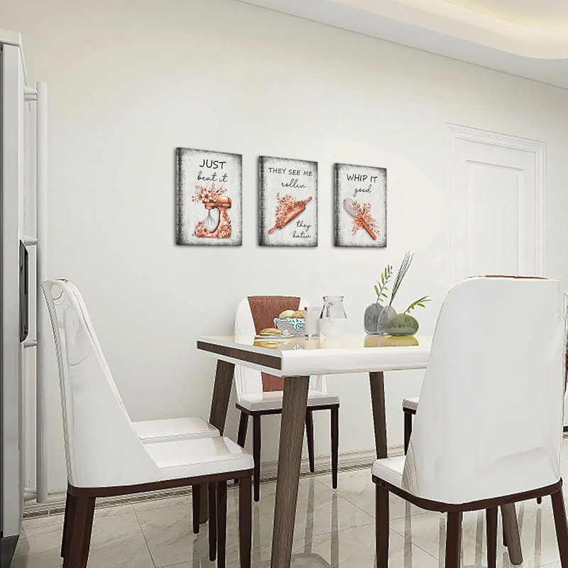 3 Piece Wrapped Canvas Print, Orange
