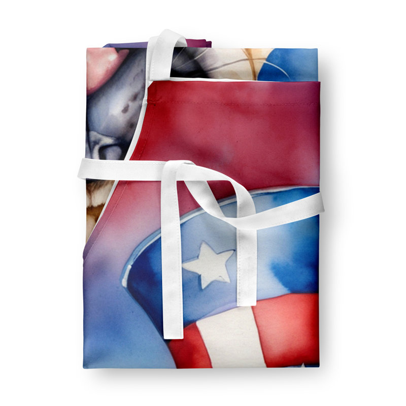 Patriotic American Apron, White Pug