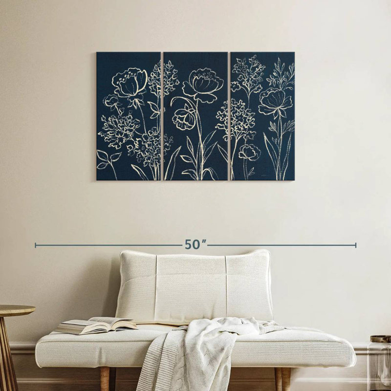 Harnek An Indigo Floral I, 24" H x 38" W
