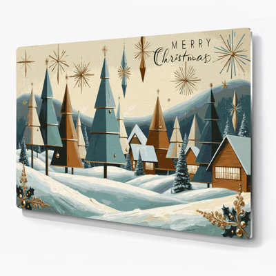 «Christmas Retro Christmas Designs», art mural en métal beige