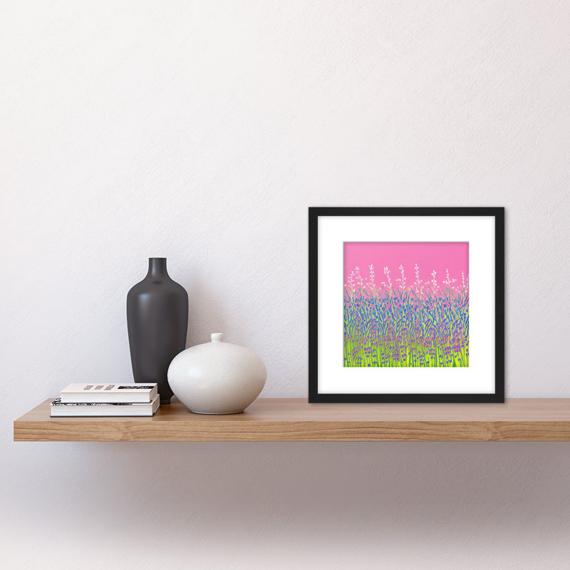 Floral Pink Violet Green Meadow Lavender - Single Picture Frame Print
