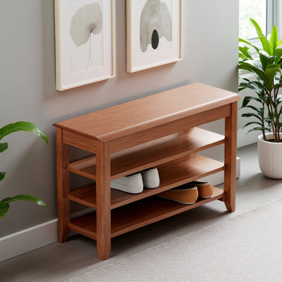 100% Solid Wood Front Door Shoe Rack, Wardrobe Solid Wood Shoe Bench, Load-Bearing 550 Pounds, Entrance, Corridor, Aisle Shoe Rack