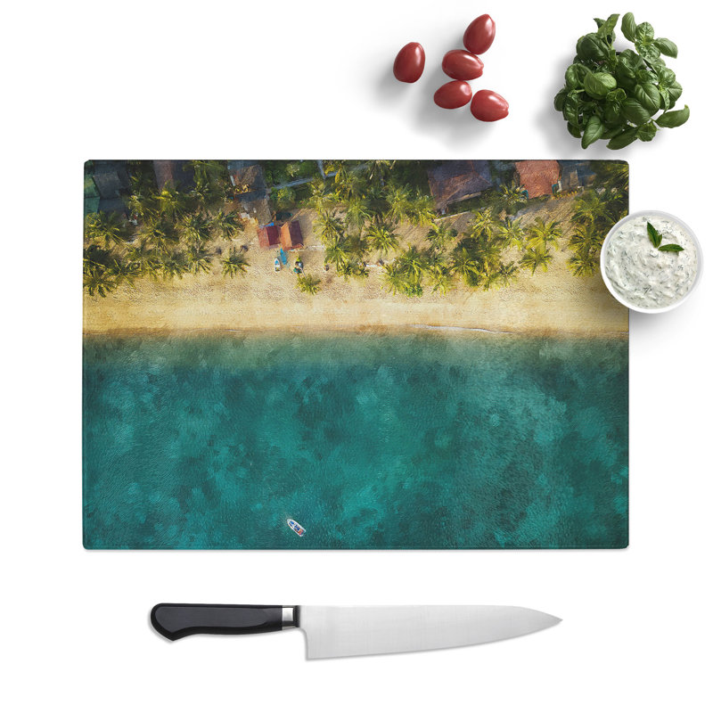 The Fishing Boat Painting Chopping Board, 28.5cm W x 39cm L