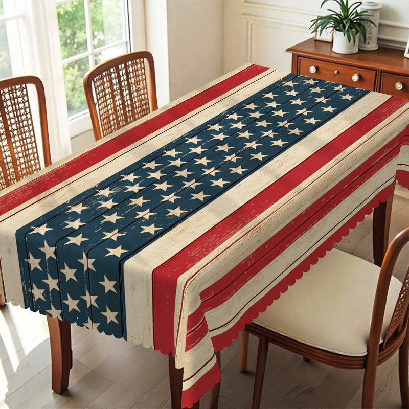 Flag Tablecloth 140x180cm Rectangular American Flag Design Party Picnic Dinner Decoration Table Cover, 70" L x 55" W