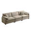 Canapé modulaire Mid-Century 3 places avec 2 accoudoirs et 3 coussins décoratifs, tissu velours côtelé brun clair-1855392758