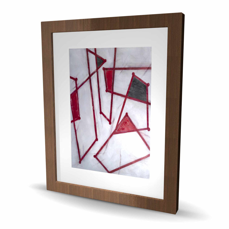 Red Red Outles Shapes - Reproduction encadrée abstraite contemporaine, Brun, H 20 po x l 16 po