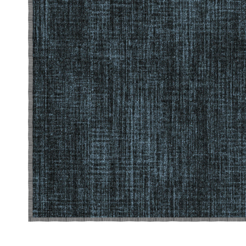 Soft Non-Slip Indoor Solid Rug, Charcoal Navy, Rectangle 7'10" x 9'