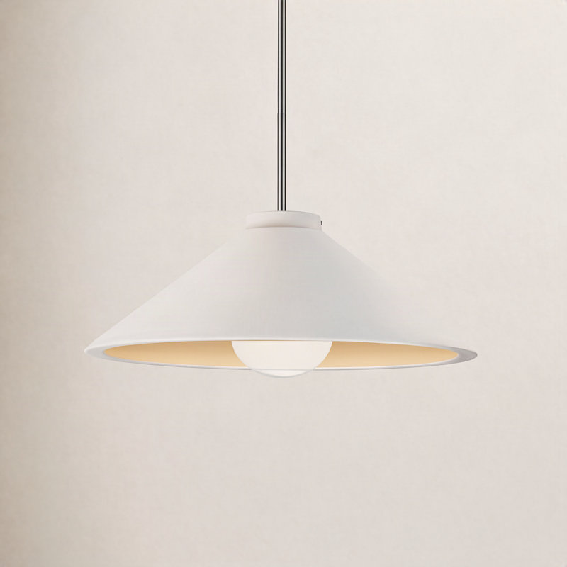 Leni Dimmable LED Single Light Pendant, Matte White/Champagne Gold, Polished Chrome