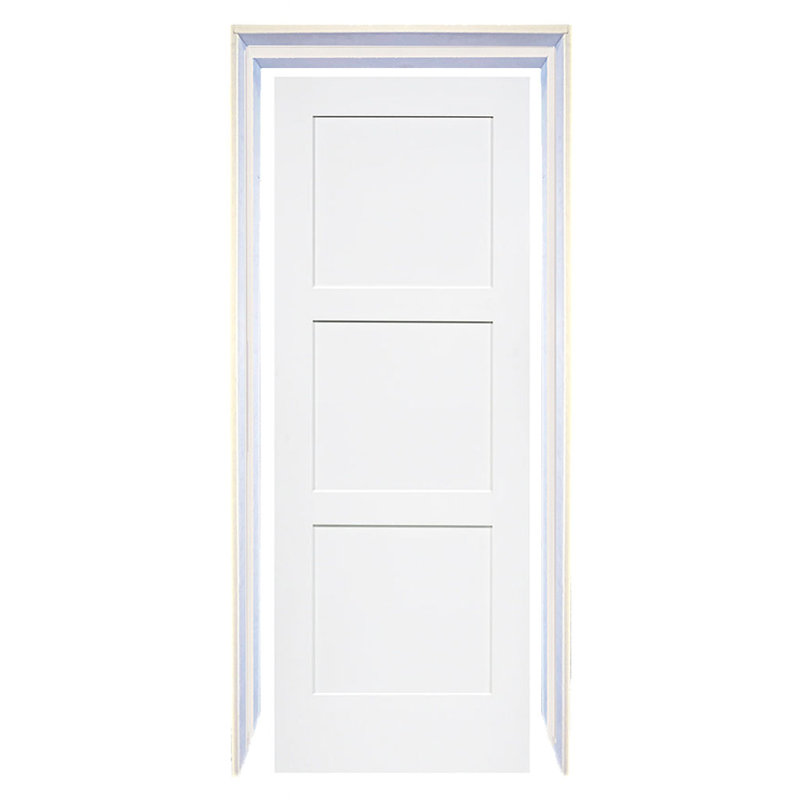 Shaker à dalles 3 panneaux en bois massif blanc 80 po x 24 po avec trousse, 24 po x 80 po