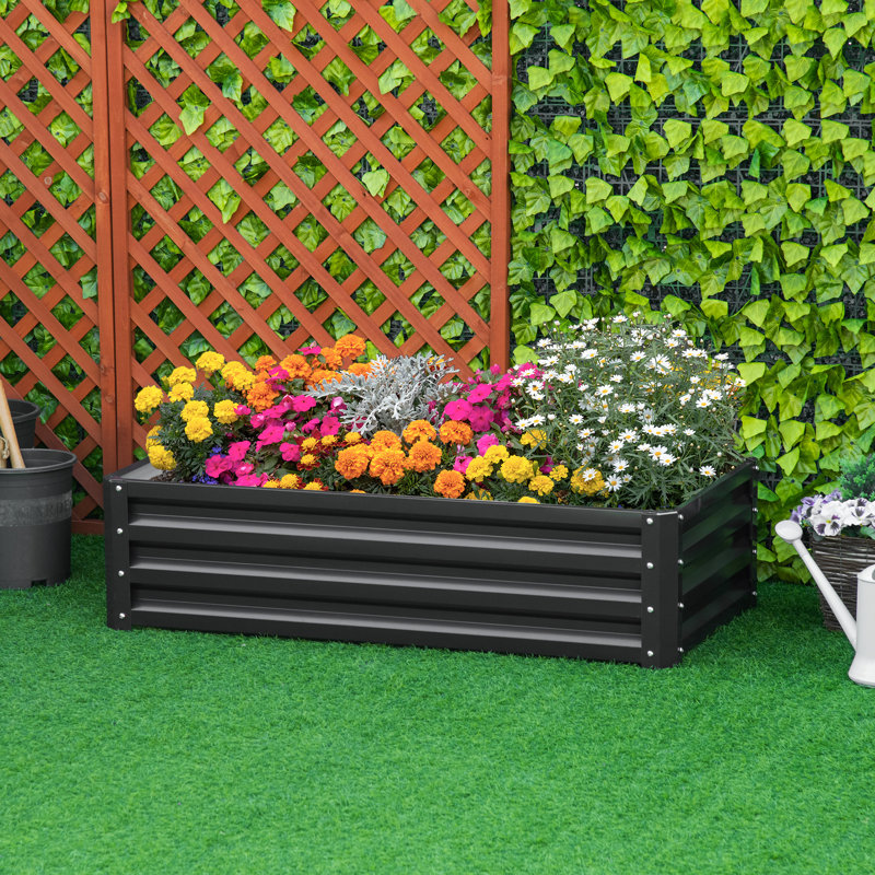 Aneliese Metal Raised Garden Bed, Black