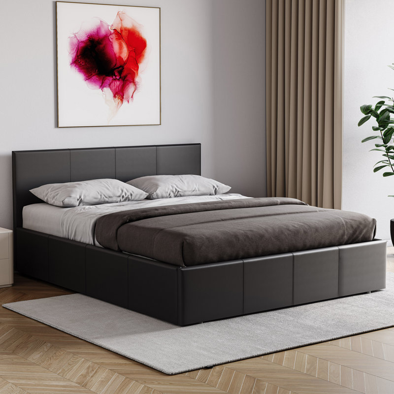 Wilna Upholstered Ottoman Bed, UKFR Certified, Black, Kingsize (5')
