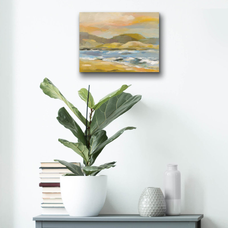 «Sandy Beach» par Silvia Vassileva, art mural en verre acrylique, H 12 po x l 16 po x P 0,13 po