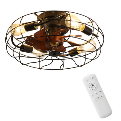 Alexondra Caged Ceiling Fans with Lights and Remote