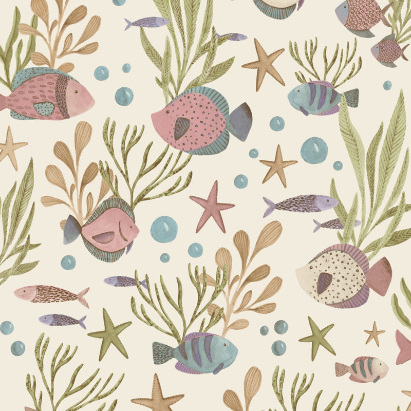 Little Dreamers Collection Underwater Fish Wallpaper Roll, Pink