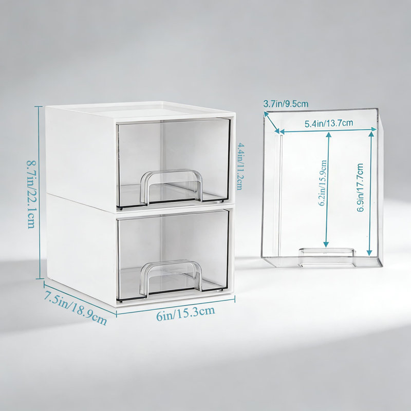 Petits tiroirs de rangement empilables, 4 paniers de rangement en plastique transparent avec poignées pour meuble-lavabo, sous-lavabo, armoire de cuisine, garde-manger et rangement