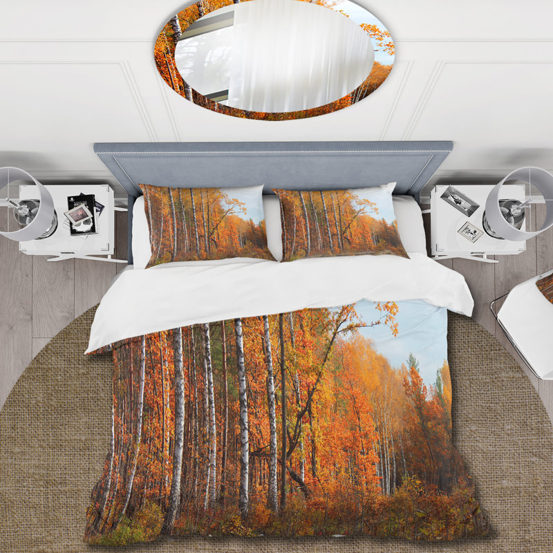 Orange Trees In Fall - Ensemble de housse de couette Cabin & Lodge - Microfibre de polyester
