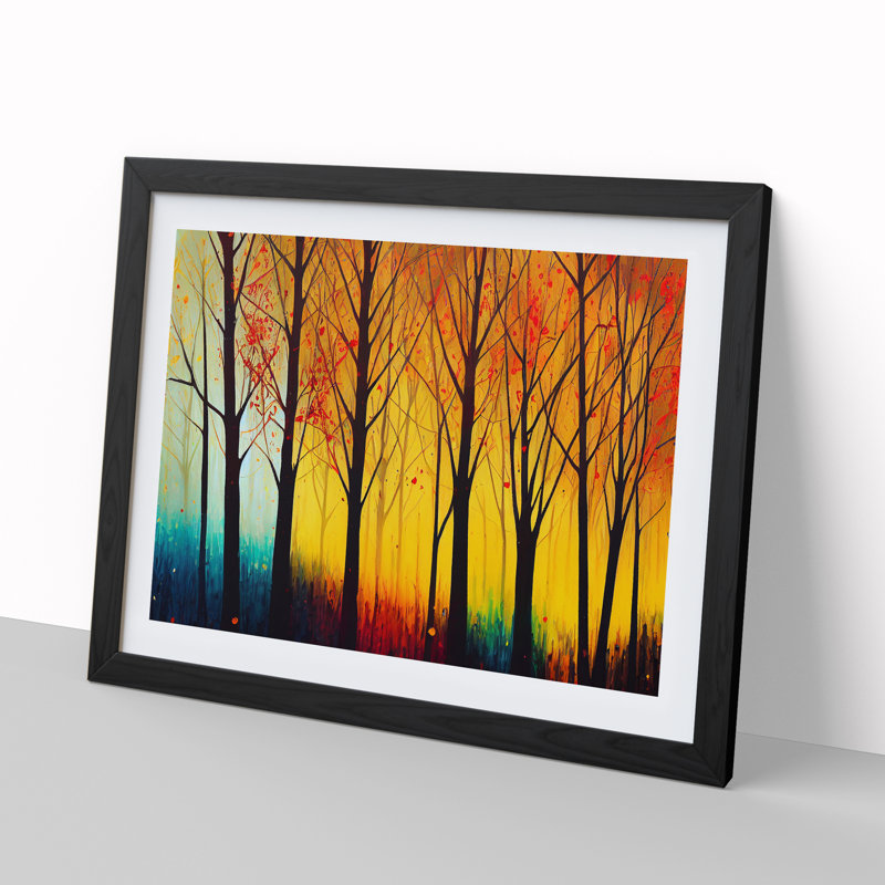 Colourful Autumn Forest Vol.3 Abstract - Single Picture Frame Painting, 46cm H x 64cm W x 2cm D, Black