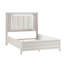 Grand lit, tête de lit blanc antique et à DEL, tête de lit moderne et revêtement rembourré,