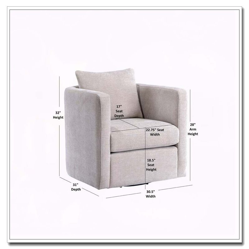 Sutton Linen Swivel Barrel Chair, Beige