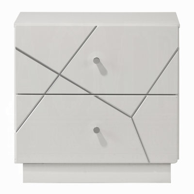 Ultra Modern White Finish Stylish Nightstand