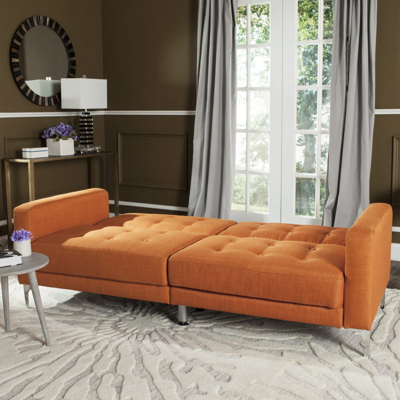 Canapé-lit à accoudoirs carrés de 76 po Halesworth, Polyester orange