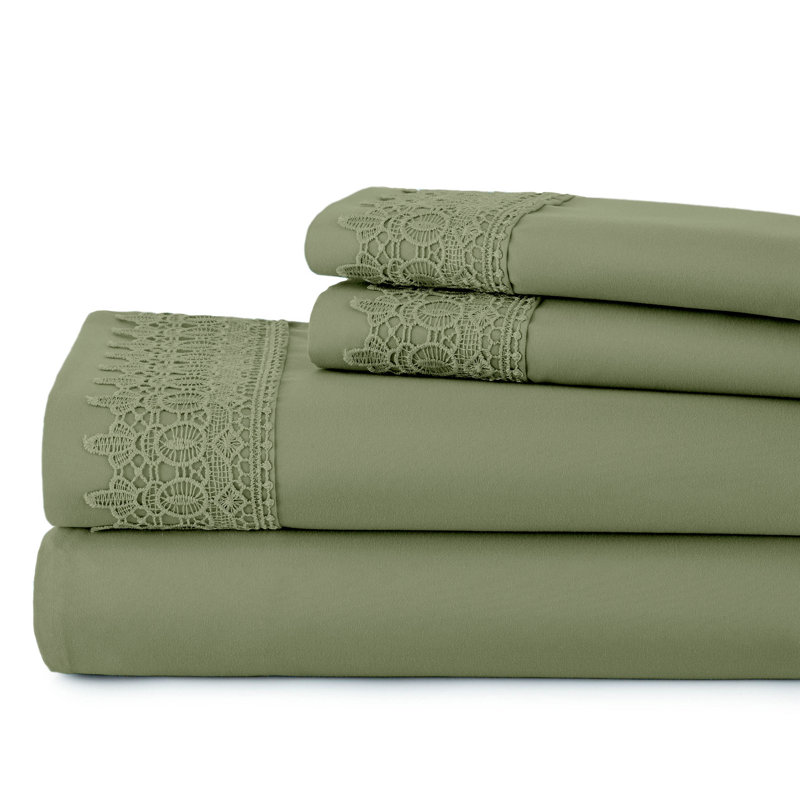 Ensemble de draps en microfibre Jaquil, Très grand californien, Sauge vert