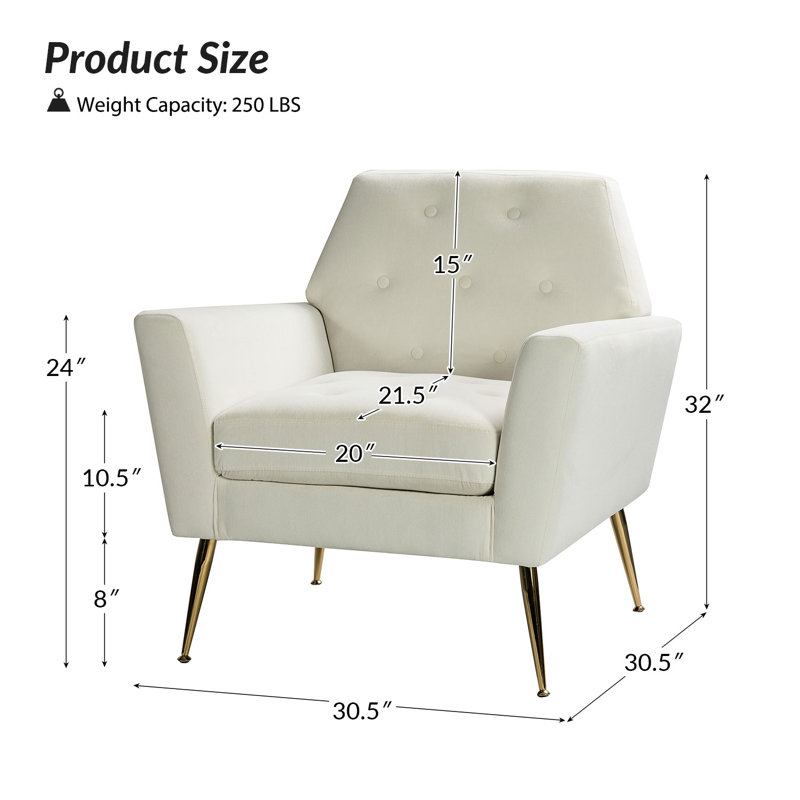 Chaise d'appoint Thaddeus, Velours ivoire
