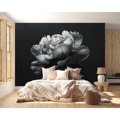 Peony Wall Mural – Large Dark Floral Wallpaper For Bedroom Accent Wall
