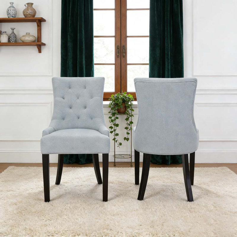 Chaise de salle à manger, Tissu bleu clair, 1