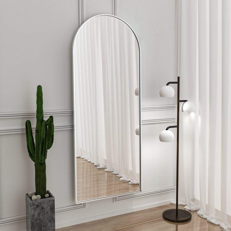 Arched Metal Oversized Full Length Mirror - Basics by Wayfair™, Silver, 64" x 21"