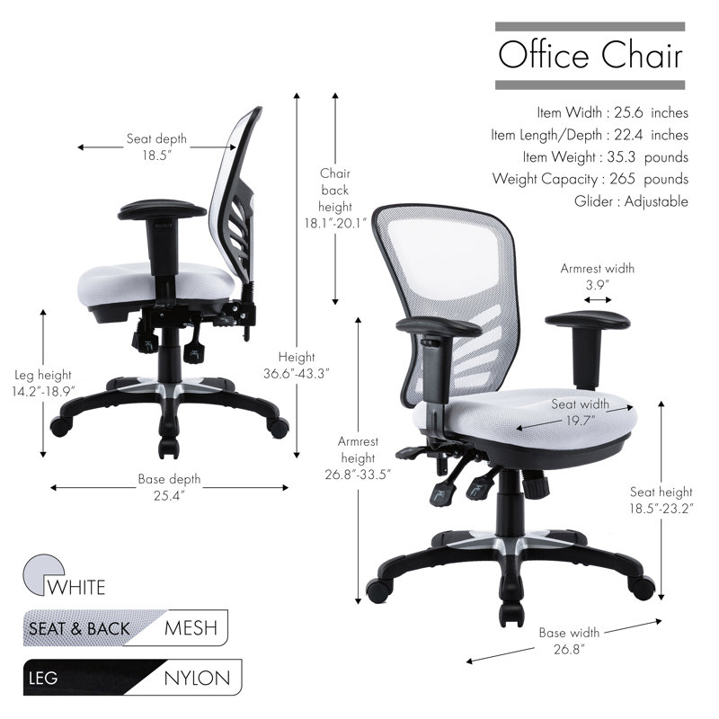 Chaise de travail Hawkinsville, Blanc