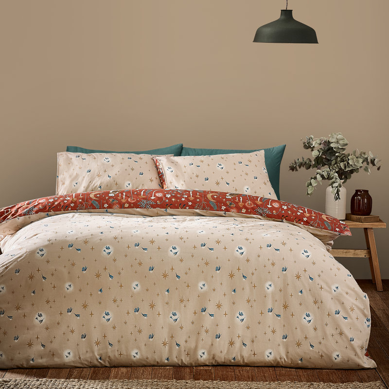 Enchanted Twilight Animals Duvet Cover Set, Orange, Kingsize Duvet Cover + 2 Standard Pillowcases