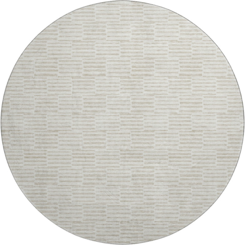 Premium Machine Washable Prisco Ivory Rug, Round 8'