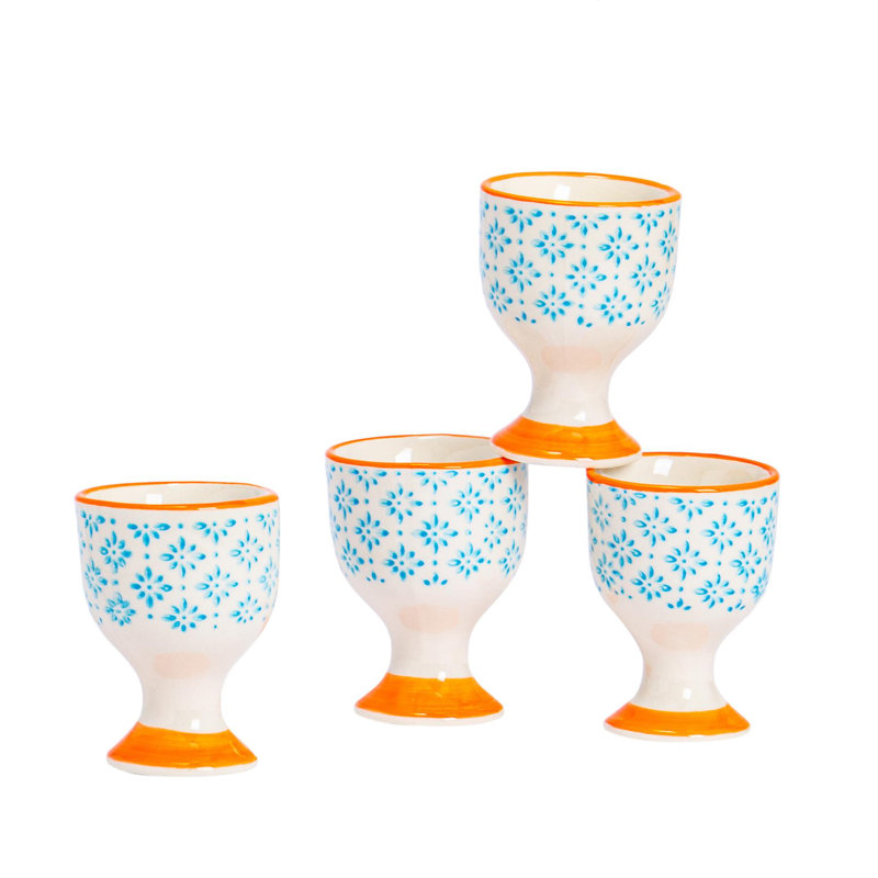 Nicola Spring - Hand-Printed Egg Cups - 5.5cm - Blue