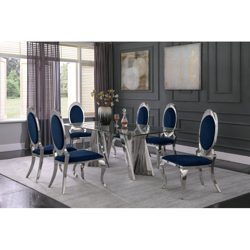 Ensemble repas pour 6 personnes, Argent, Bleu marine