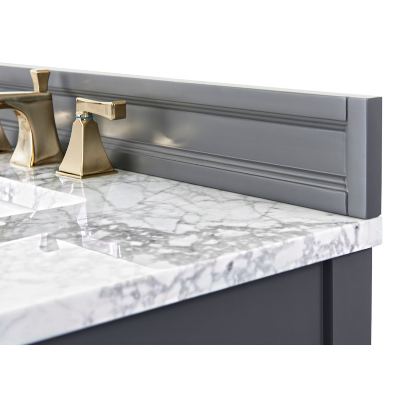 Adeline 48'' Single Bathroom Vanity with Carrara Marble Top, Gray