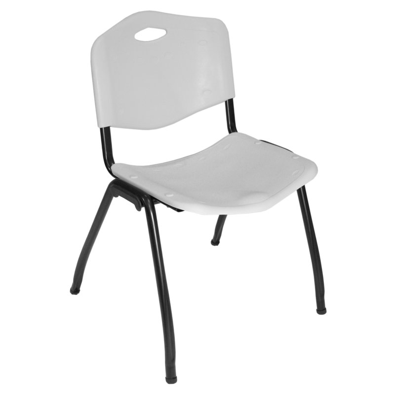 Industrial Gray Leather & Metal Stacking Chair - 20"W x 30"H