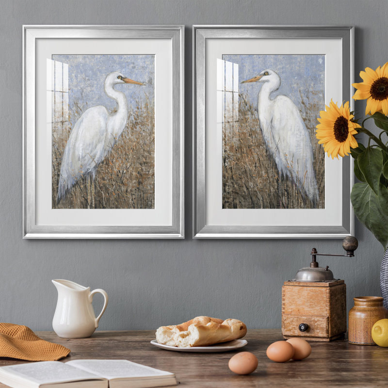 White Heron I, reproduction encadrée de qualité supérieure - prête à être accrochée, H 30,5 po x l 45 po x P 1 po