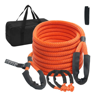 7/8" x 30' Kinetic Recovery Tow Rope - 30,580 lbs Breaking Strength Heavy-Duty Nylon Snatch Strap with Soft Shackles for Off-Road Vehicles