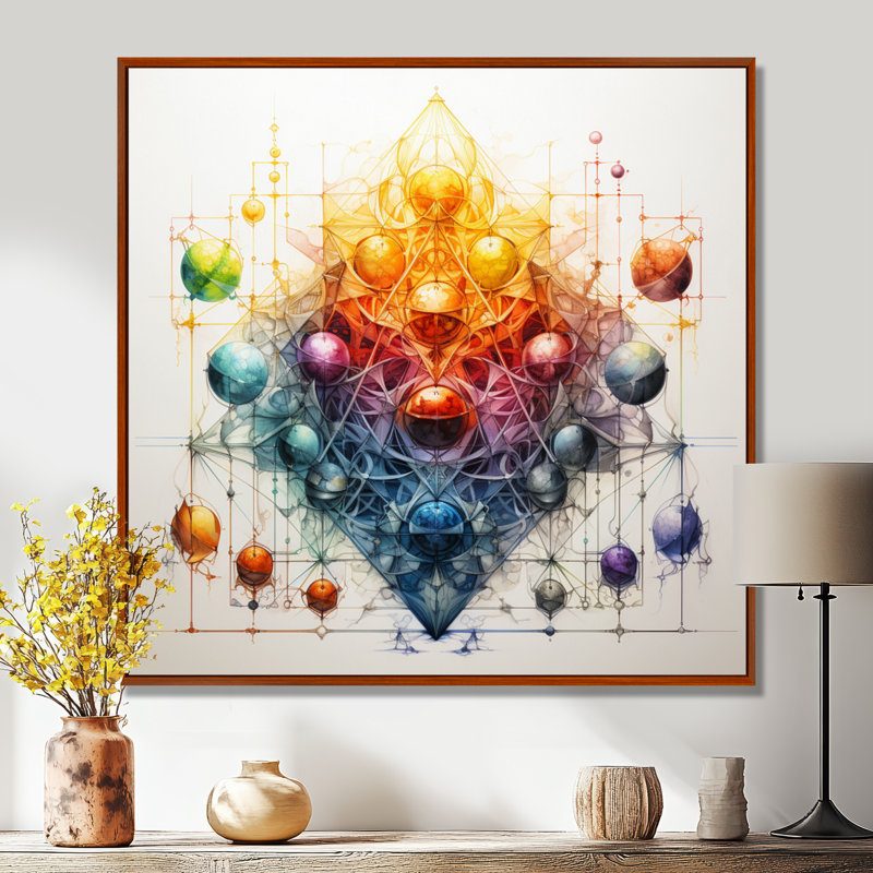 Chakra alchimie - méditation, impression d'art mural, H 30 po x l 30 po, Cadre flottant brun