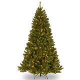North Valley Spruce 7.5' Green Spruce Artificial Christmas Tree with 550 LED Colored and White Light with Stand