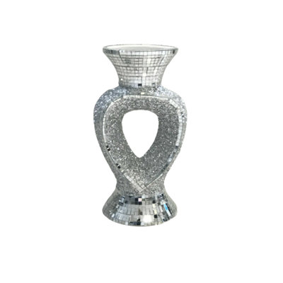 Ceramic Mirrored Vase Glitter Flower Vase Silver