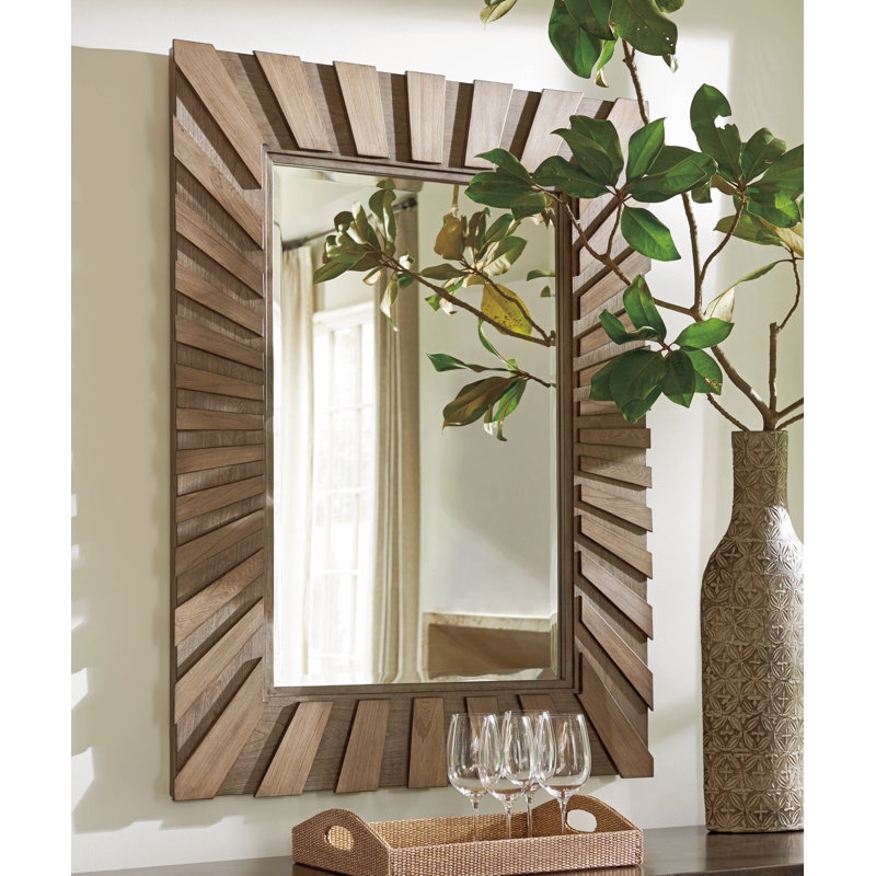 Transitional Hattaras Gray Driftwood Sunburst Rectangular Mirror
