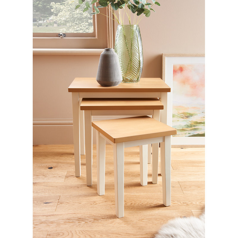 Eyanna Nesting Tables, White, Brown
