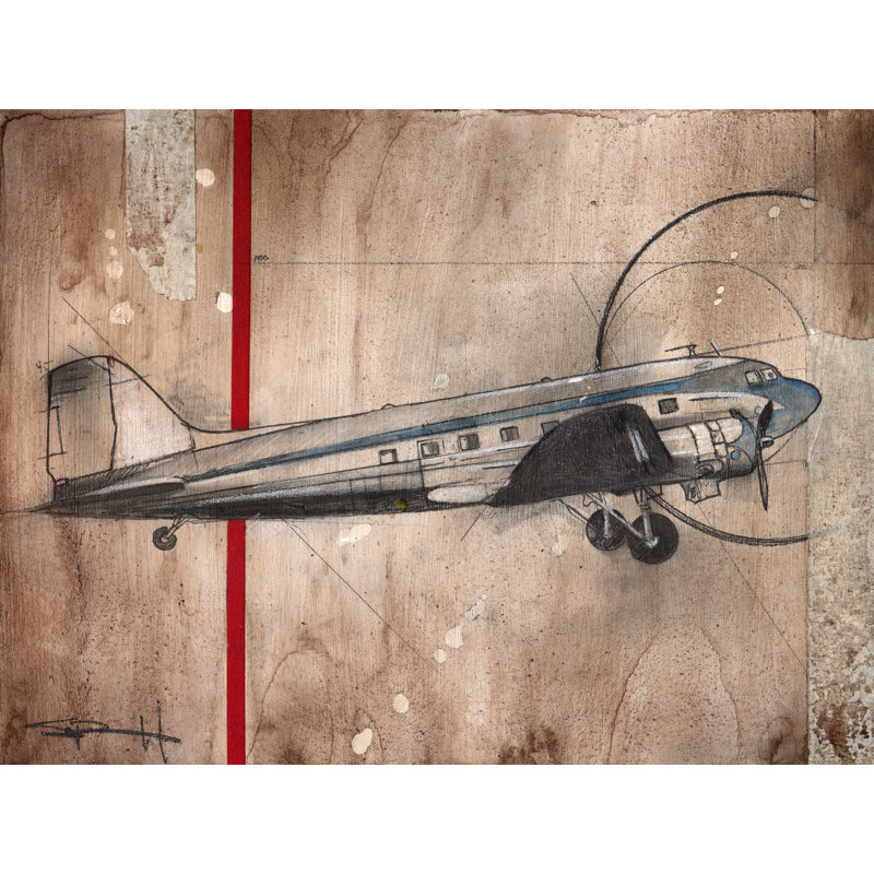 «DC-3 Air plane» par Sean Parnell, impression sur toile, H 12 po x l 16 po x P 1,5 po, Toile tendue, Pas de tapis